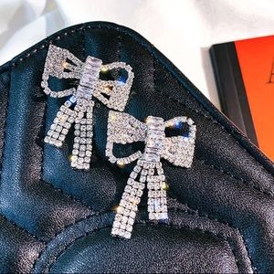 Rhinestone Bowknot Silver Earrings